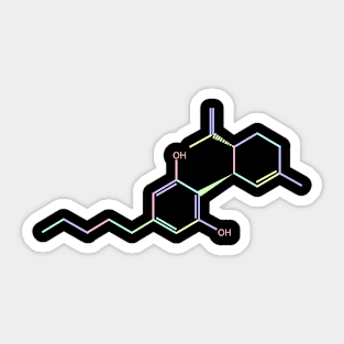 CBD Kawaii Pastel Rainbow Molecule Sticker